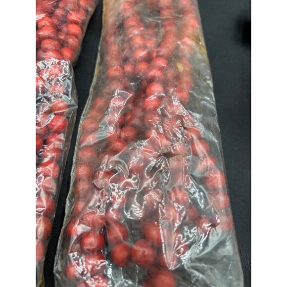 Vintage Red wooden Christmas Cranberry Garland New lot of 4 each 7'10" - Picture 8 of 8